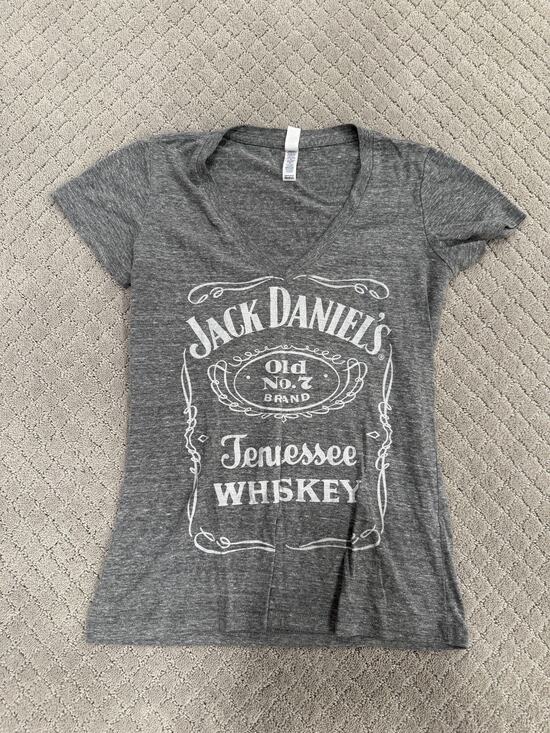 Jack Daniels Tops - Jack Daniel’s Old No. 7 Tennessee Whiskey Women’s Gray V-Neck T-Shirt Medium